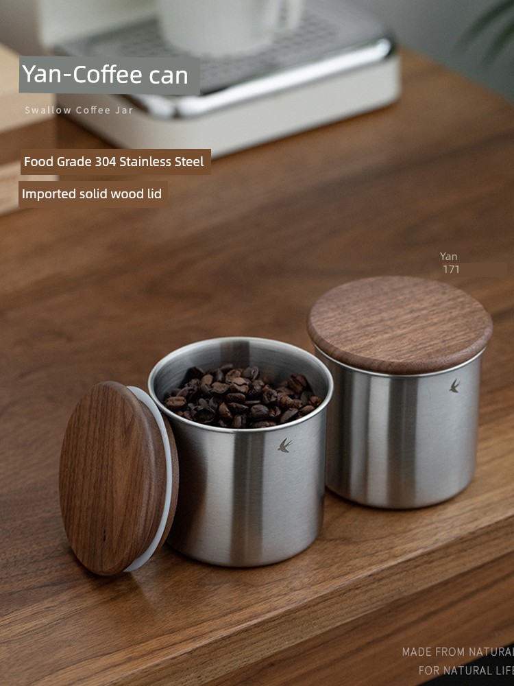 Fanhan Japanese-Style Stainless Steel Coffee Bean Sealed Jar Portable Tea Cereals Storage Tank Dry Goods Storage Jar