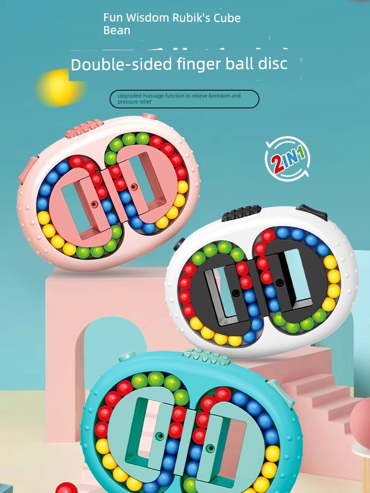 Double-Sided Ball Fingertip Gyro Rotate Magic Bean Cube Block Plate Kids Logical Thinking Training Educational Toys Boy