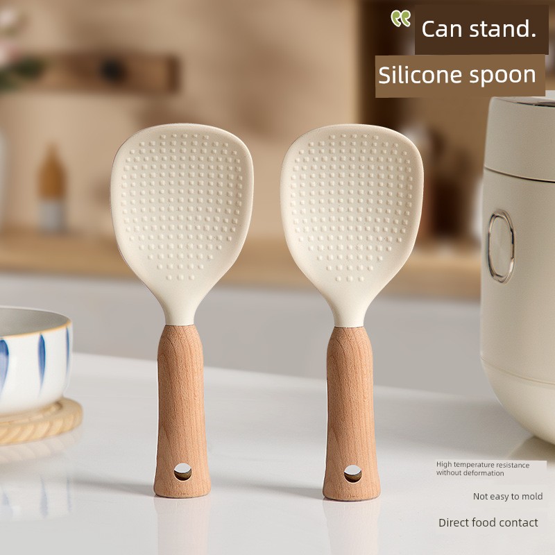 Silicone Rice Spoon Non-Stick Rice Cooker Food Grade Vertical For Home Rice Spoon Rice Spoon Spoon Temperature Resistance Rice Spoon