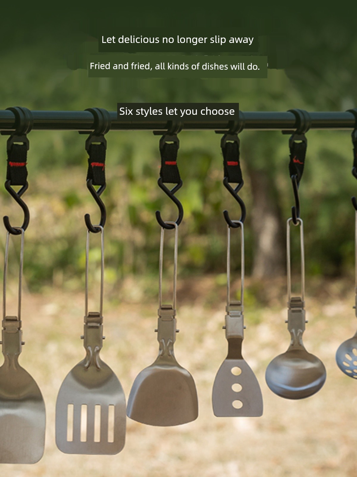 Portable Picnic Camping Long Handle Foldable Kitchenware Stainless Steel