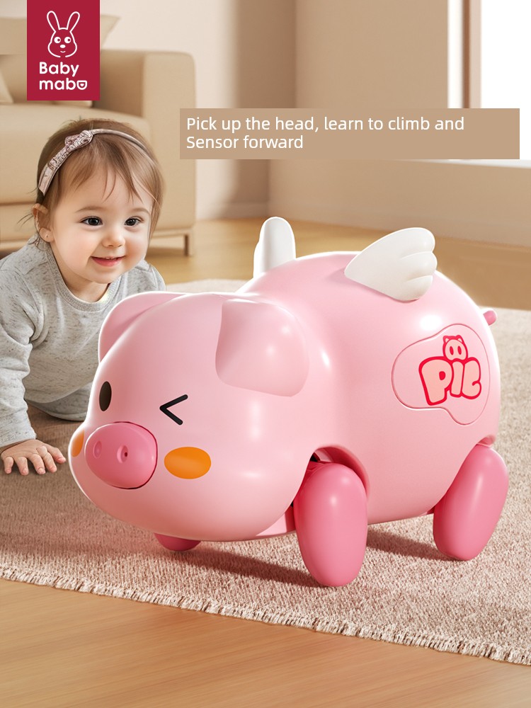 Electric Singing Pig Puzzle 0-1 Year Old Baby Learn to Crawl Toys Kids Early Education 2 Baby Head Training 3