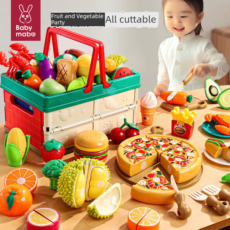 Kids Fruit Cut Artificial Cutting Fruit and Vegetable Toys Biteable Peeling Durian Girl Kitchen Play House