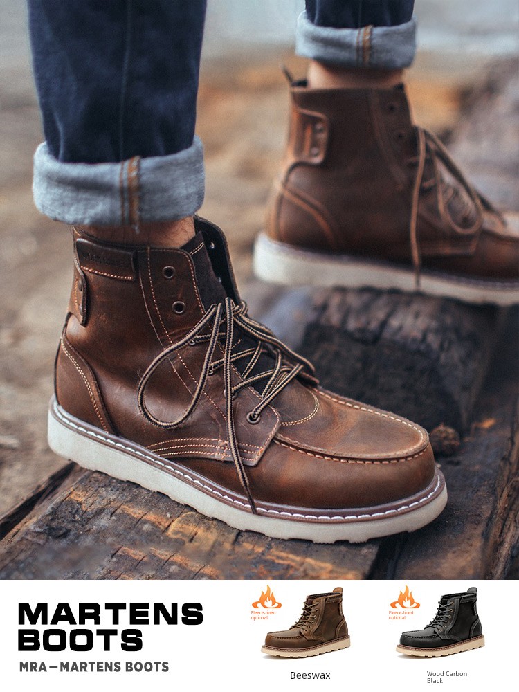 Mid-Top Workwear Boots Vintage Spring/Fall Style