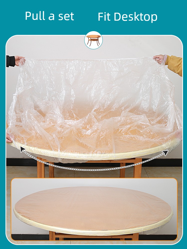 Disposable Tablecloth Drawstring Elastic Band Wash-Free Oil-Proof Waterproof Thickened Red New Year Wedding Banquet Tulip Table Cloth