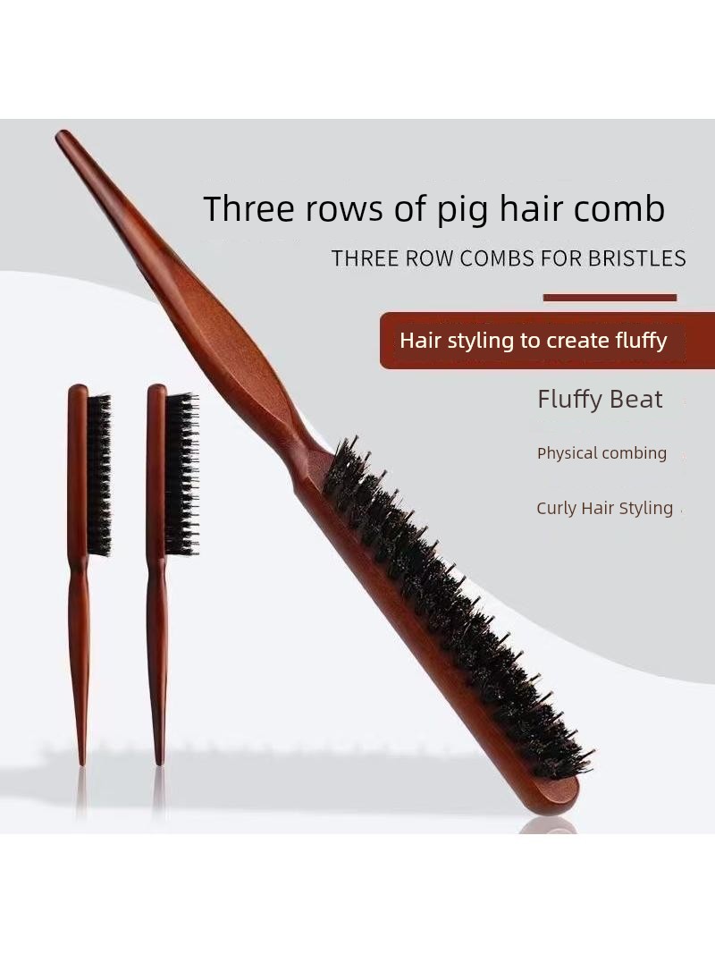 Jujiajia Bristle Narrow Vent Comb Hairdressing Three Rows Hair Comb Fluffy Shape Long Handle Makeup Tip Tail Plate Hair Curlers