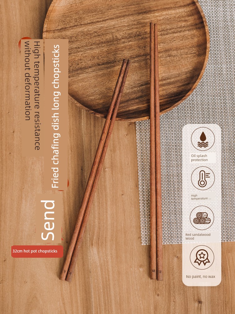 Tree Fried Red Sandalwood Non Slip Long Chinese Chopsticks