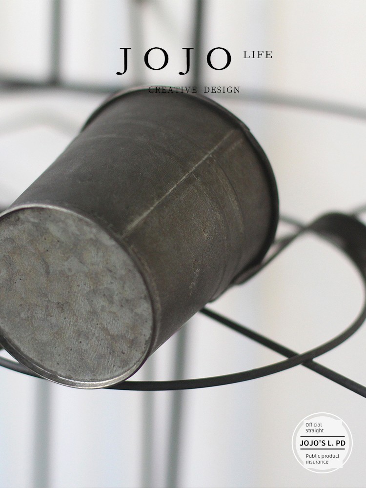 Jojo's L. Pd. Zhouze. Craft Retro Distressed Iron Sheet Flower Bucket Flower Device with Hook | Zeze