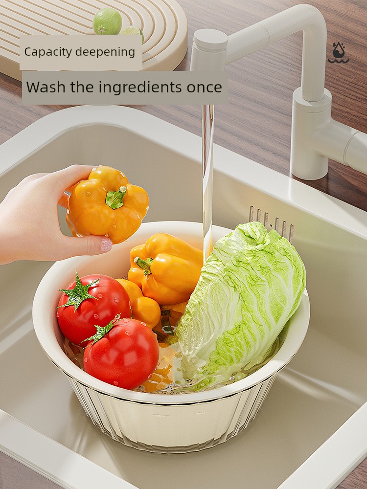 Double-Layer Fabulous Fruit Washing Tool Drain Basket Kitchen New Homehold Living Room Water Basket Exquisite Small Fruit Tray Washing Basin