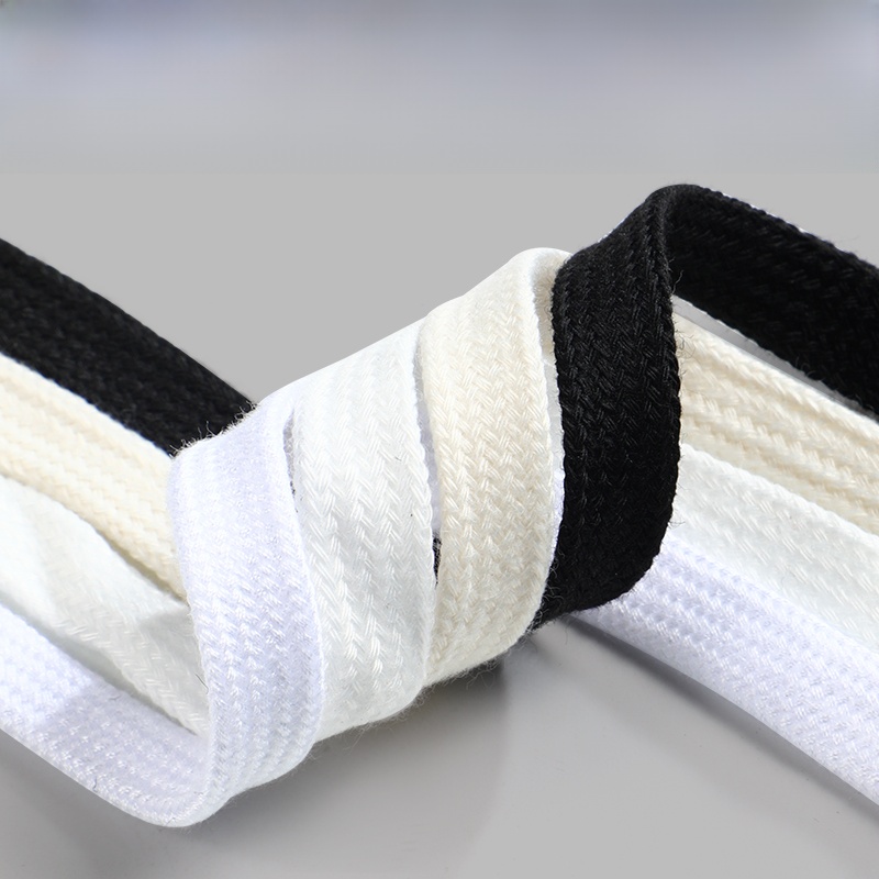 Pure Cotton Flat Beige Black Canvas Shoe Lace