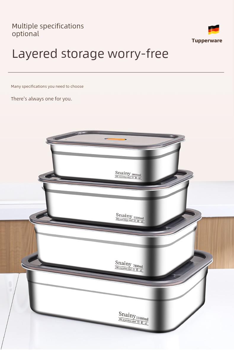 Rectangular Thickened 316 Stainless Steel Dish with Lid