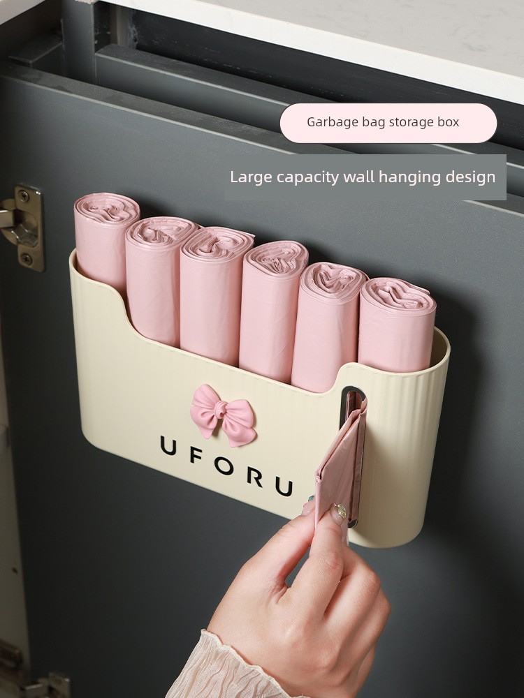 Kitchen Garbage Bag Storage Fantastic For Home Large Capacity Punch-Free Wall Hanging Removable Creative Plastic Bag Storage Box