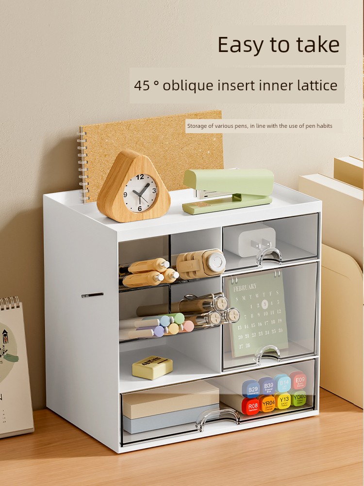 Student Desktop Storage Box Drawer Learning Desktop Stationery Box Office Desk Surface Panel Pen Holder Transparent Desk Stationery Cosmetic Box Storage Rack Office Finishing Box Desk Storage Box