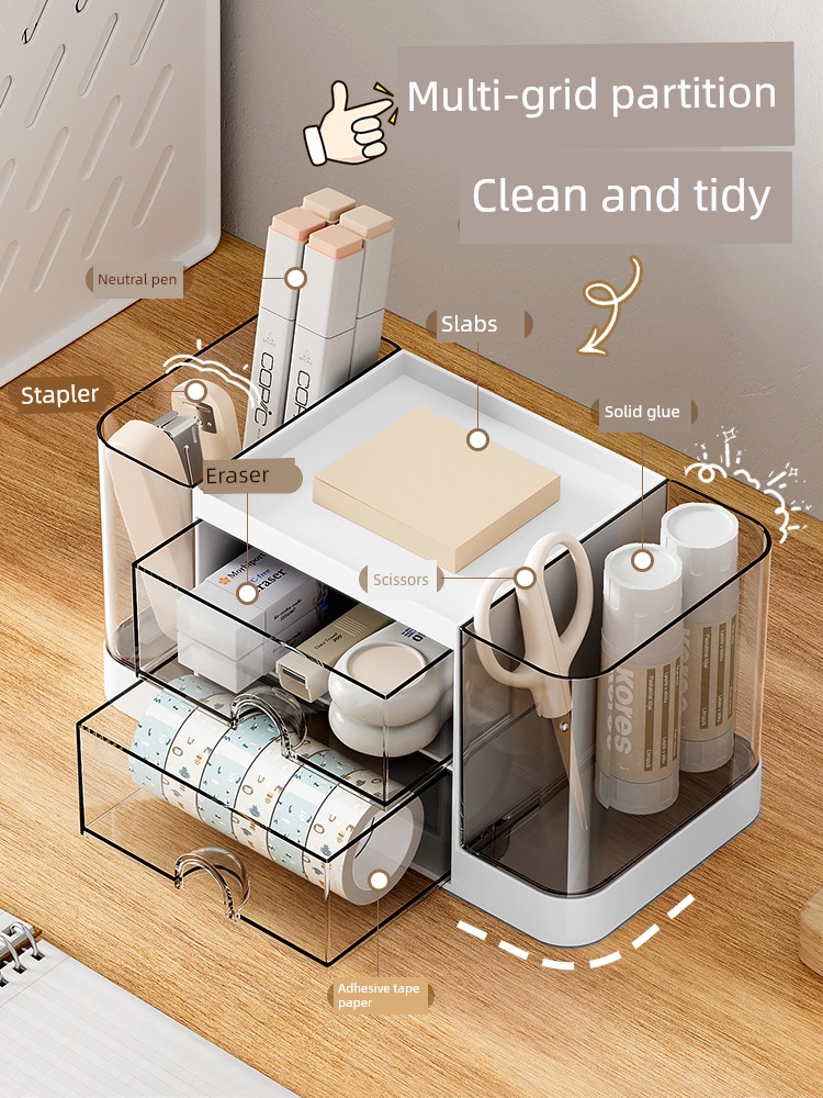 Desktop Storage Box Drawer Office Desk Stationery Large Capacity Storage Rack Student Dormitory Multifunctional Pen Holder