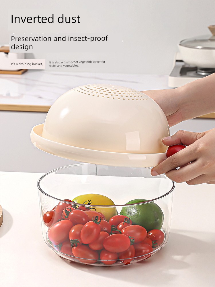 Dopamine Double-Layer Drain Basket Washing Basin For Home Kitchen Washing Basket Water Filter Washing Vegetables Basin Living Room Fruit Plate