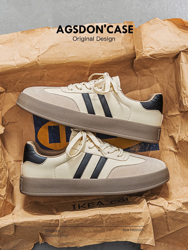 Augusto Leather German Training Shoes Men's 2025 New Arrival Spring Youth Thick Sole Board Shoes Retro Boys' Shoes