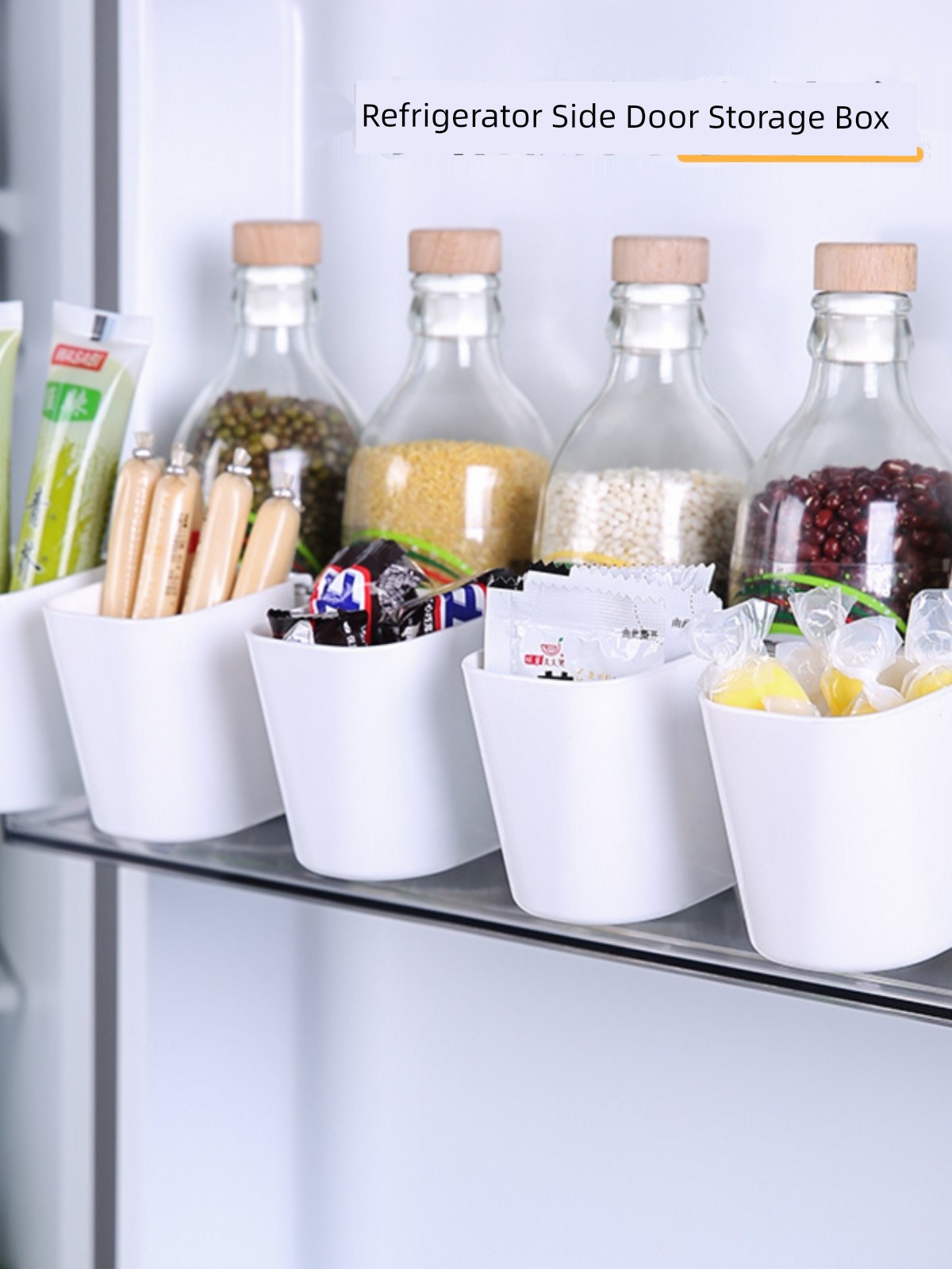 Jujiajia Refrigerator Side Door Storage Box Household Food Grade Side Storage Box inside Preservation Sorting and Organizing Handy Gadget