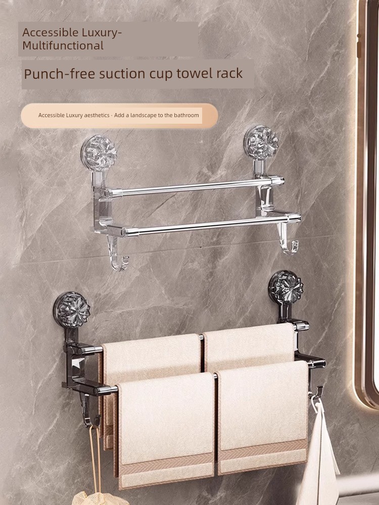Double Rod Storage Belt Hook Wet and Dry Accessible Luxury Suction Cup