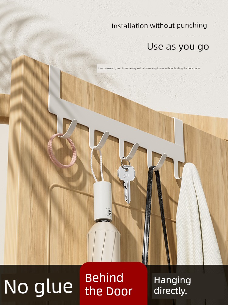 Cabinet Door Rear Hook Punch-Free Kitchen Door behind-Type Rack Rack Row Hook Dormitory Bed Closet Door Clothes Rack