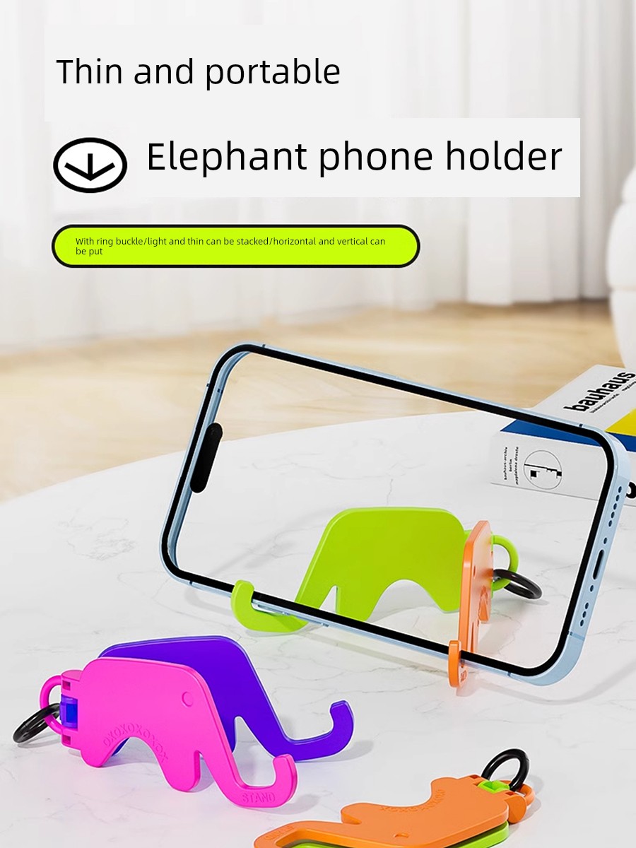 Dopamine Contrast Color Mobile Phone Holder Creative Portable Cartoon Elephant Desktop Foldable Mini Mobile Phone Holder
