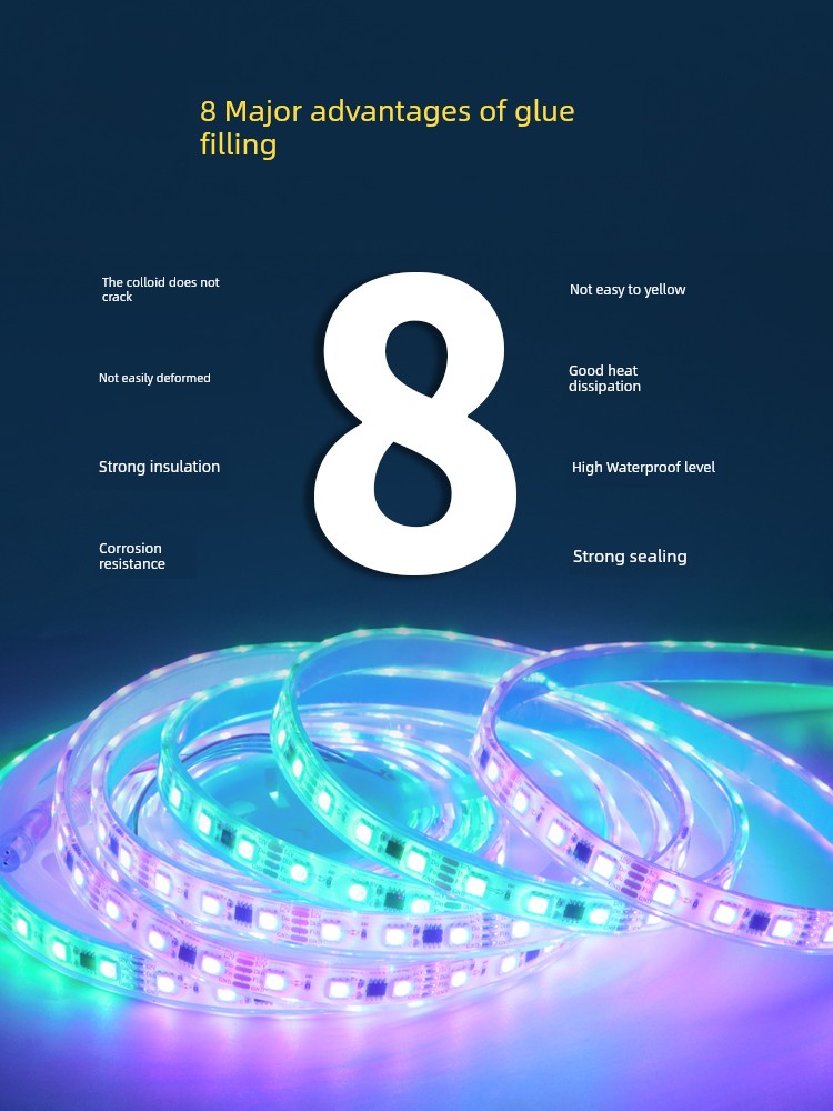 Glue Filling Magic Color Light with Glue Coated LED Light Bar Full Color RGB Outdoor Colorful WS2812 Epoxy 12V Water Outdoor