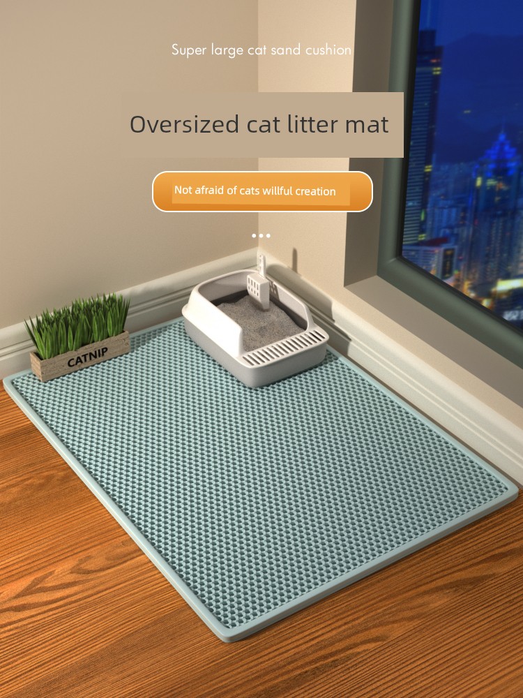 Cat Litter Mat Litter Box Anti-Splash Mat Oversized Double-Layer Filter Anti-out Leakage Control Sand Mat Pet Cat Supplies