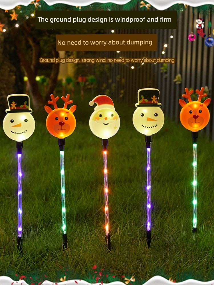 2024 Solar Christmas Decorations Christmas Deer Outdoor Atmosphere Ground Lamp Garden Courtyard Luminous Lighting Chain