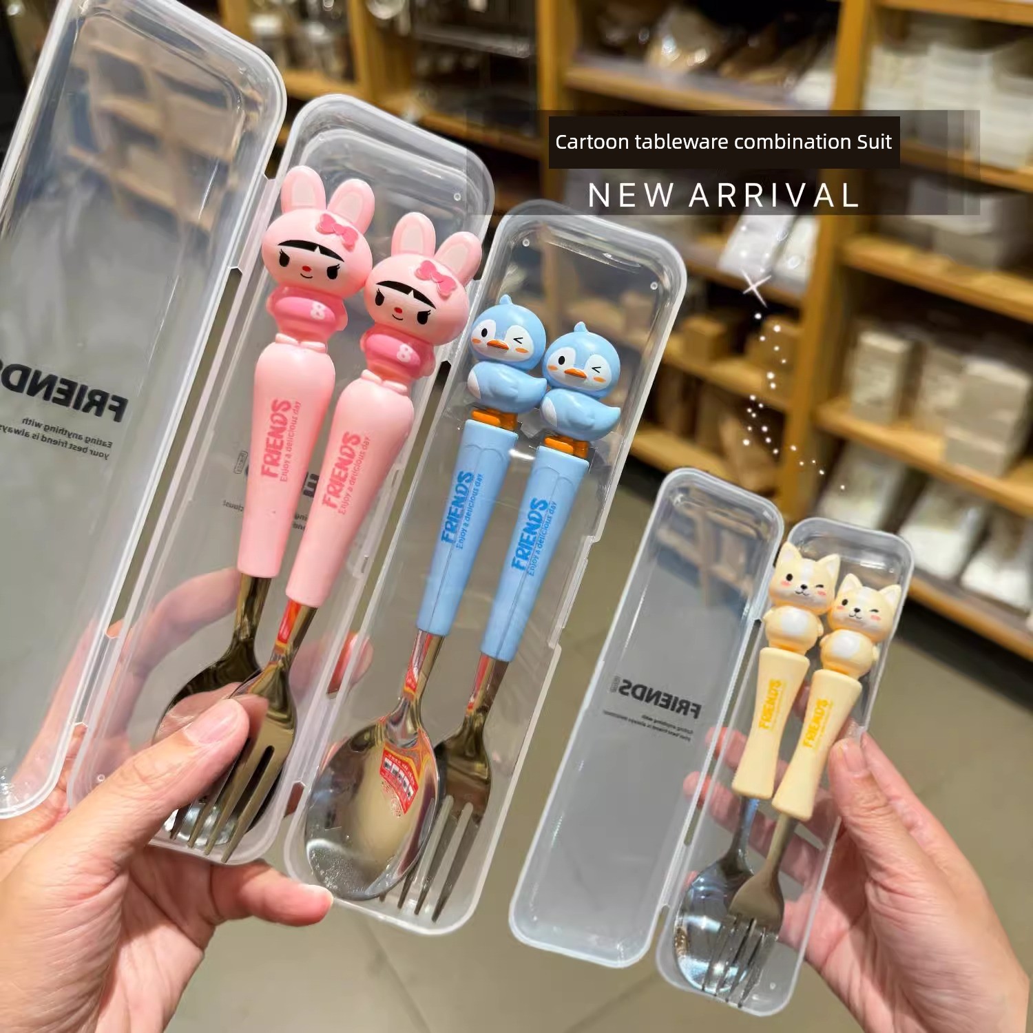 Children's Tableware Set Stainless Steel Chopsticks Spoon Kindergarten Baby Fork Portable Two-piece Set Storage Box for Students