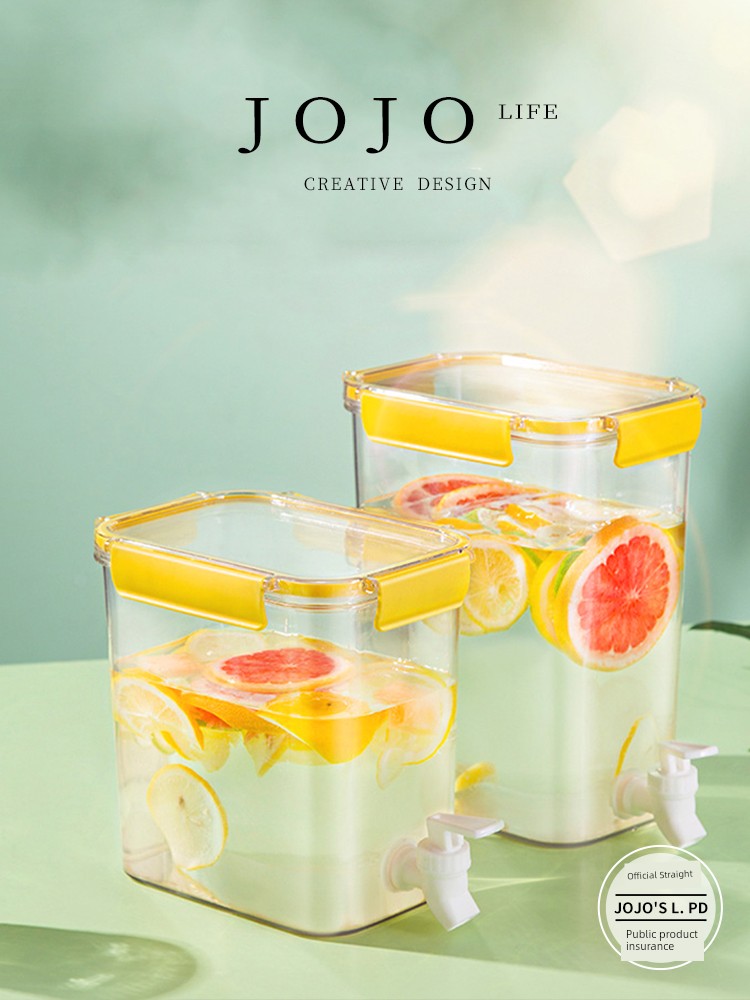Jojo's L. Pd. Round. Cooling Bucket Transparent Sealed Refrigerator Cold Water Bottle with Faucet | Zhiyuan