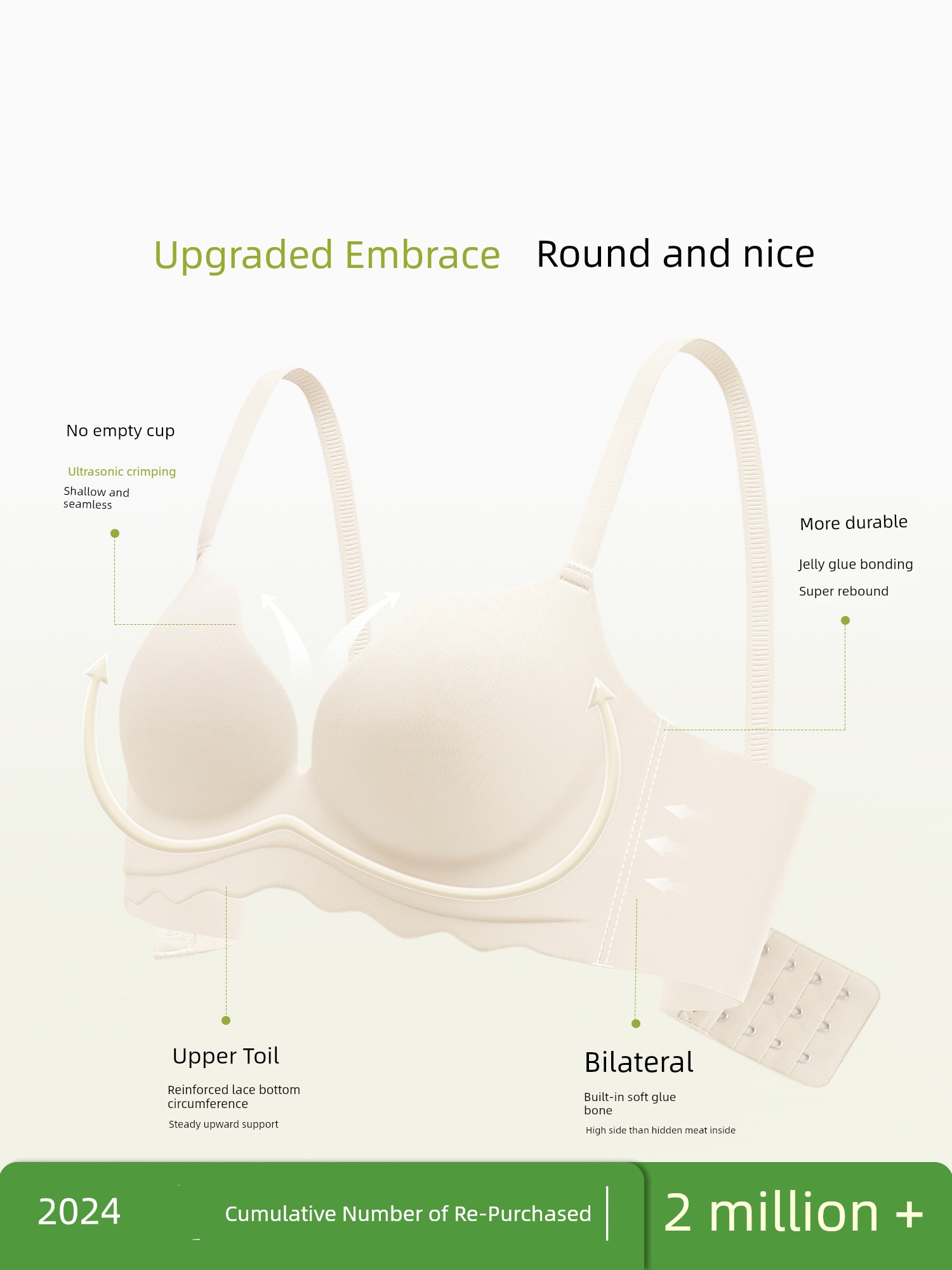 Secretworld Intimates Women's Small Chest Push up Big Plaid Seamless Wire Accessory Breast Push up Anti-SAG Bra