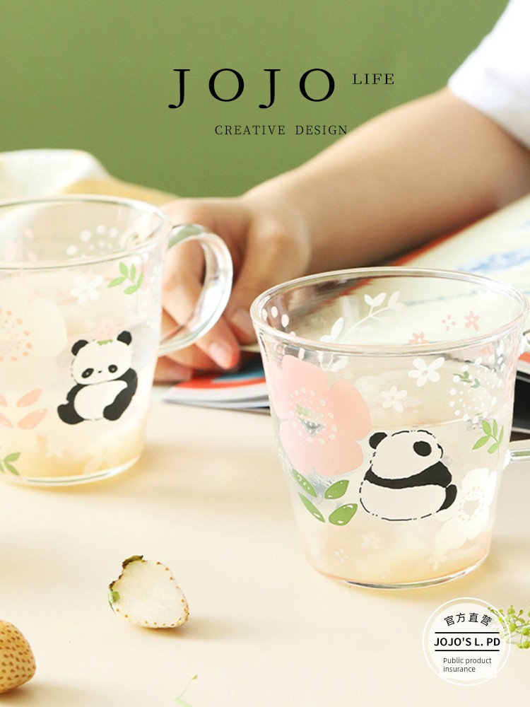 Jojo's L. Pd. TABOO. Panda Flower Borosilicate Glass Mug Niche Style For Home | Taboo