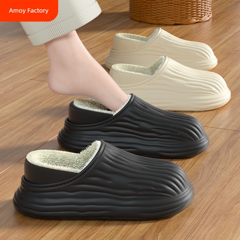 Autumn and Winter Warm-Keeping and Cold-Proof Thick Sole Ankle Wrap Cotton Slippers
