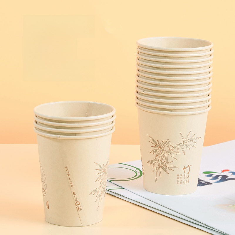 Disposable Paper Cups 500 PCs For Home Thickened Airplane Cup Commercial Tea Cup Extra Thick Natural Bamboo Fiber Paper