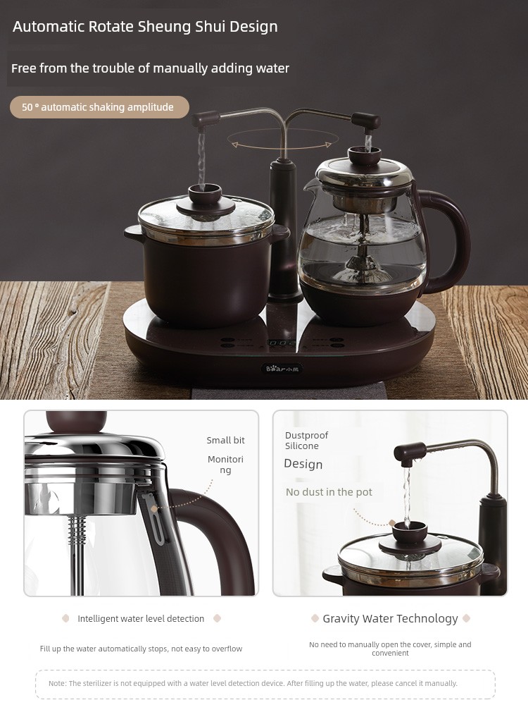 Bear Electric Tea Stove Tea Cooker For Home Integrated Automatic Water Feeding Suit Disinfection Spray Insulation Purple Sand Teapot