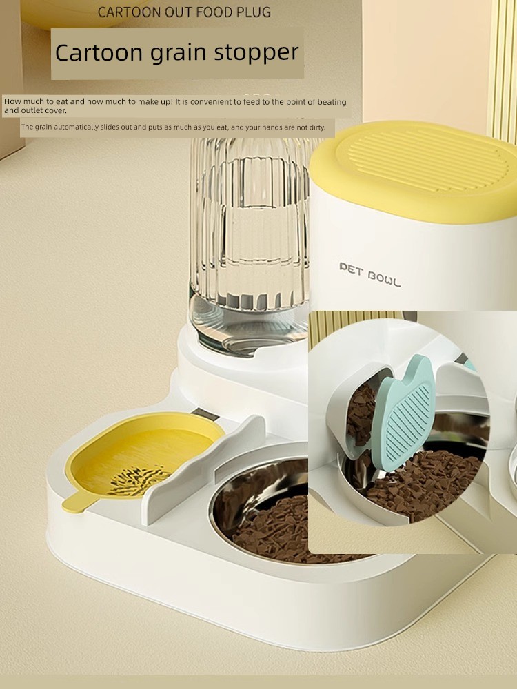 Cat Bowl Dog Bowl Automatic Drinking Water Feeder Integrated Cat Food Holder Anti-Tumble Cat Food Rice Basin Pet All Products