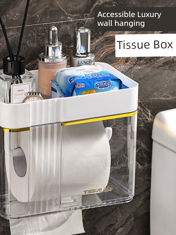 Toilet Paper Box Toilet Tissue Toilet Paper Storage Rack Toilet For Home Punch-Free Creative Waterproof Tissue and Toilet Paper Dispenser