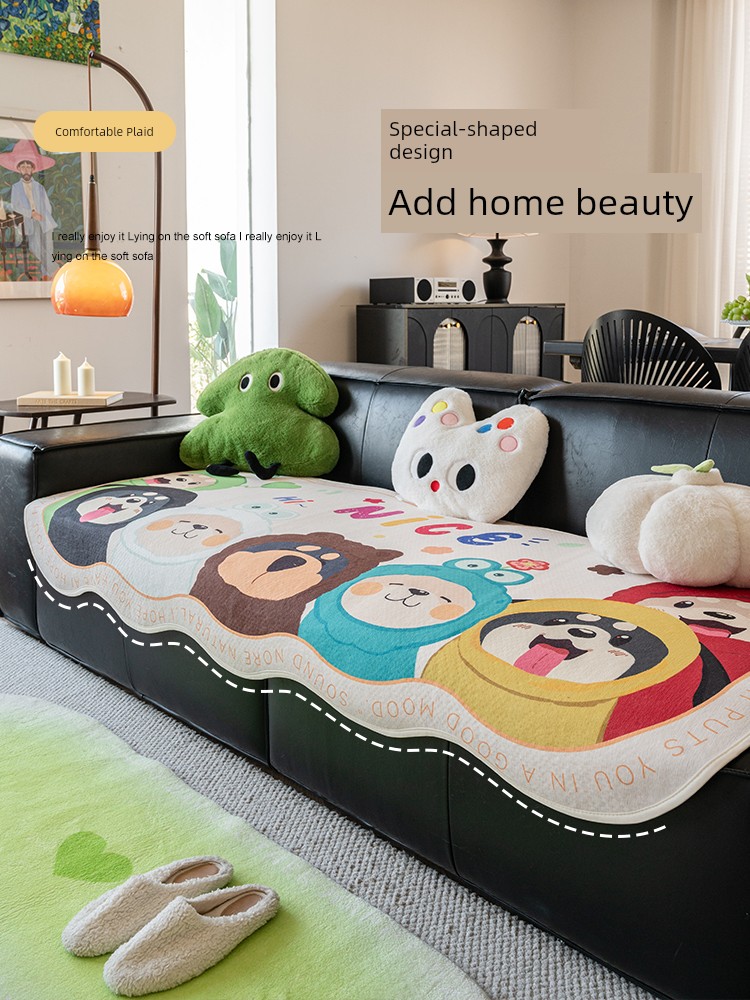 Winter Cute Cartoon Shaped Sofa Cushion Fixed Non Slip Cushion Cloth 2025 New Arrival Asymmetrical Sets Cover Cloth