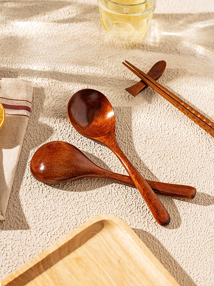 Modern Housewife Japanese Style Solid Wood Chopsticks Wooden Chopsticks Spoon Tableware Suit Wooden For Home High-Grade Exquisite Wooden Chopsticks Long Wooden Spoon