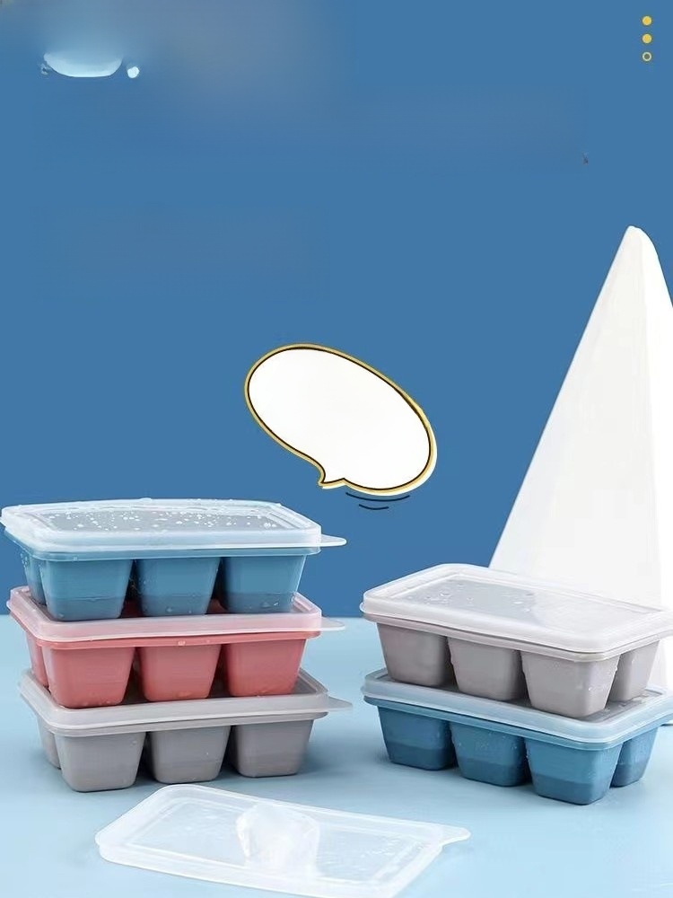 Box Silicone Baby Food Supplement Frozen Ice Cube Mold