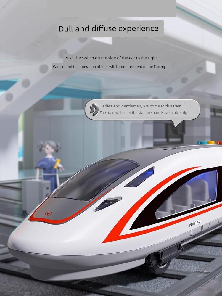 Artificial Alloy Car CRH Harmony High-Speed Train Toy Train Fuxing Chenghai's Toy Model Electric Rail Car