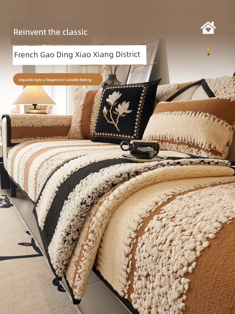 Fancy Straight Row Leather Sofa Cushion Winter Stuffed Thickened Heattech 2025 New Arrival Non Slip Sofa Backs Cover Cloth
