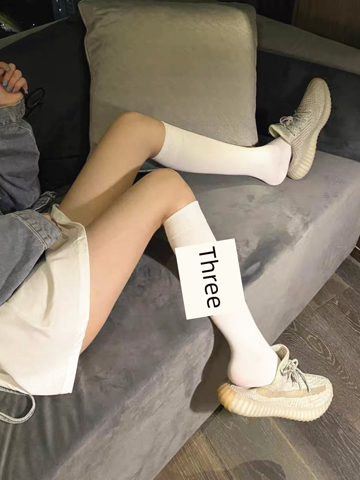 Asymmetric Calf Socks Women's Summer Trendy Ins Preppy Style Knee Length Socks Thigh High Socks Slim Looking Fall and Winter Long Socks