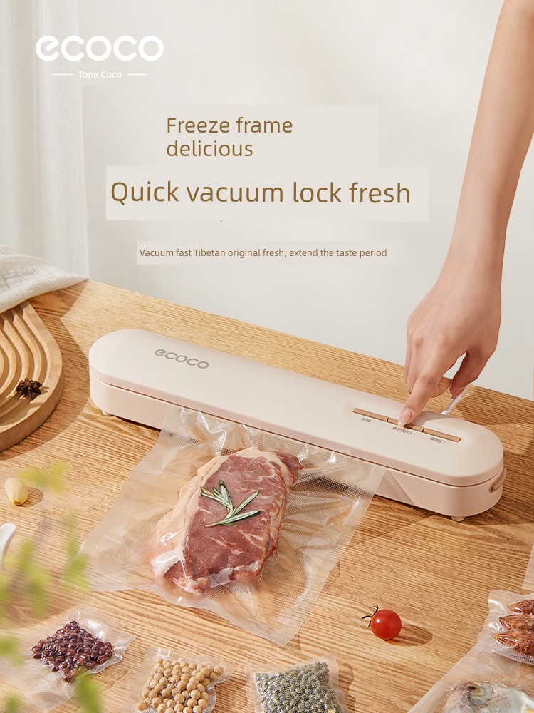 Ecoco Vacuum Sealing Machine Small For Home Automatic Food Packaging Vacuum Machine Keep Food Fresh Seal Plastic-Envelop Machine