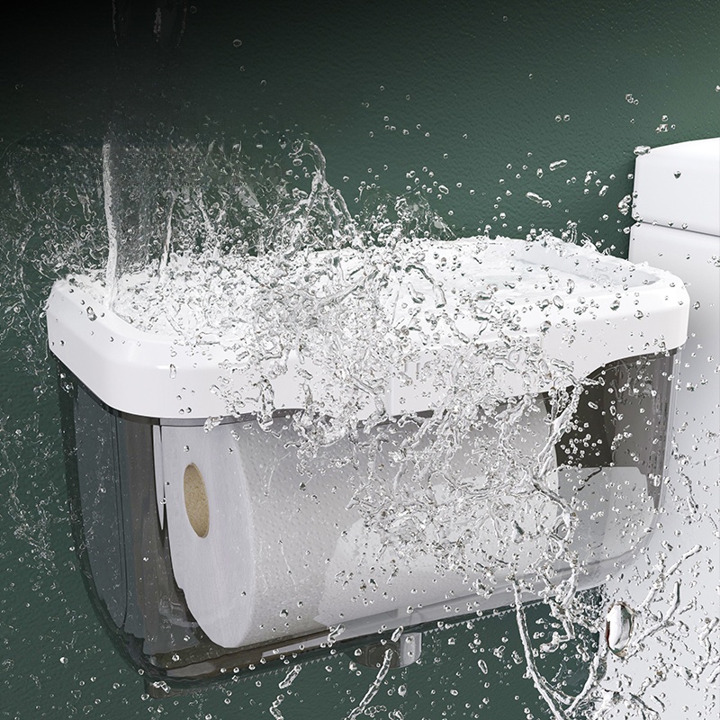 Tissue Box Toilet Toilet Toilet Paper Box Wall-Mounted Waterproof Punch-Free Toilet Paper Rolls Paper Extraction Box