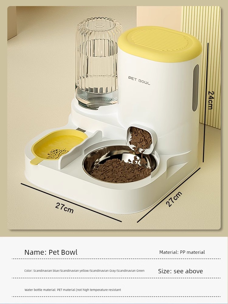 Cat Bowl Dog Bowl Automatic Drinking Water Feeder Integrated Cat Food Holder Anti-Tumble Cat Food Rice Basin Pet All Products