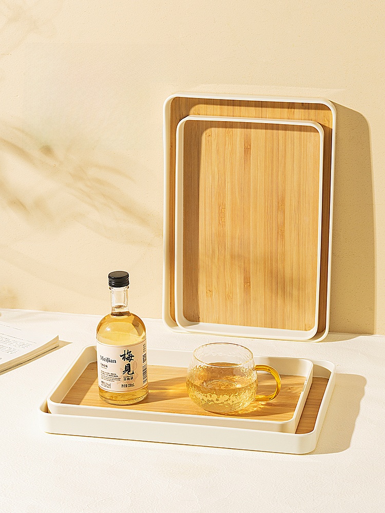 Modern Housewife Imitation Wood Grain Tea Cup Plastic Commercial Tray