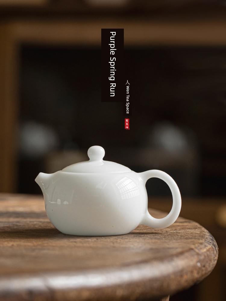 Jojo's L. Pd. Ziquan Jian. Ice Jade Porcelain Xi Shi Pot Dehua White Jade Porcelain Kung Fu Tea Set | Ring Speed