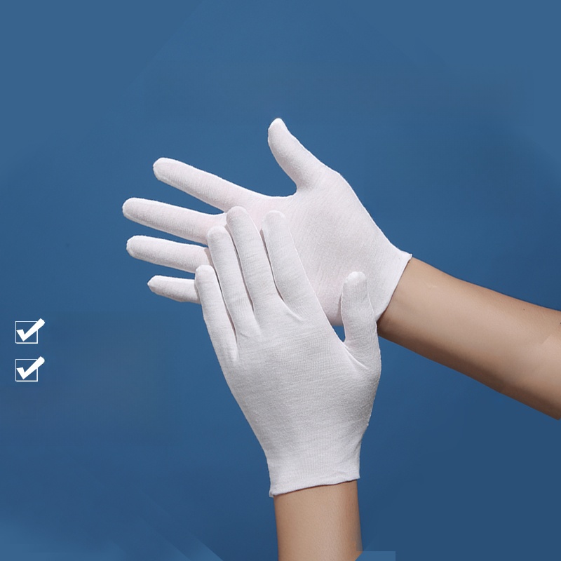 Pure Cotton Etiquette Thin Cloth Labor Protection Wear-Resistant White Gloves