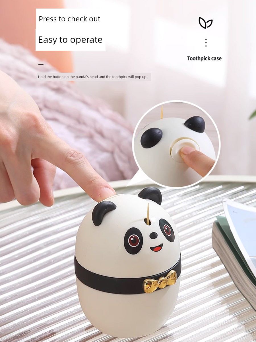 Panda Press Toothpick Box Automatic Pop-up For Home Commercial Bucket Barrel Cans and Bottles Unique Creative Cartoon Cute Storage Box