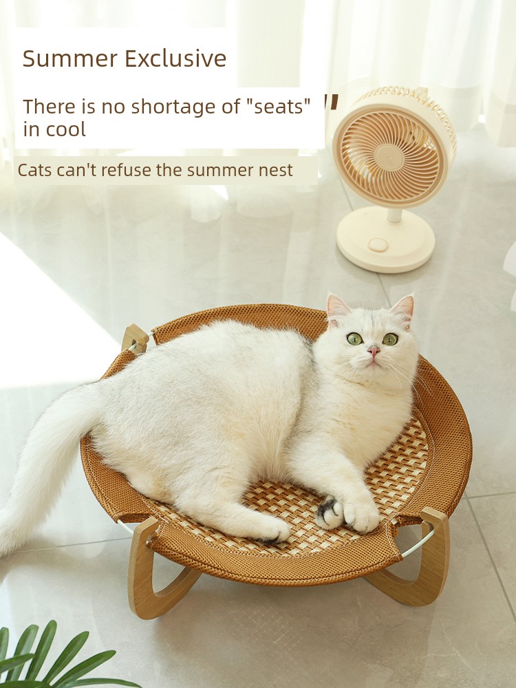 Cat Nest All Year Round Neutral Summer Rattan Mat Cat Sleep Nest Sofa Kittens Hammock Kennel Pet Camp Bed