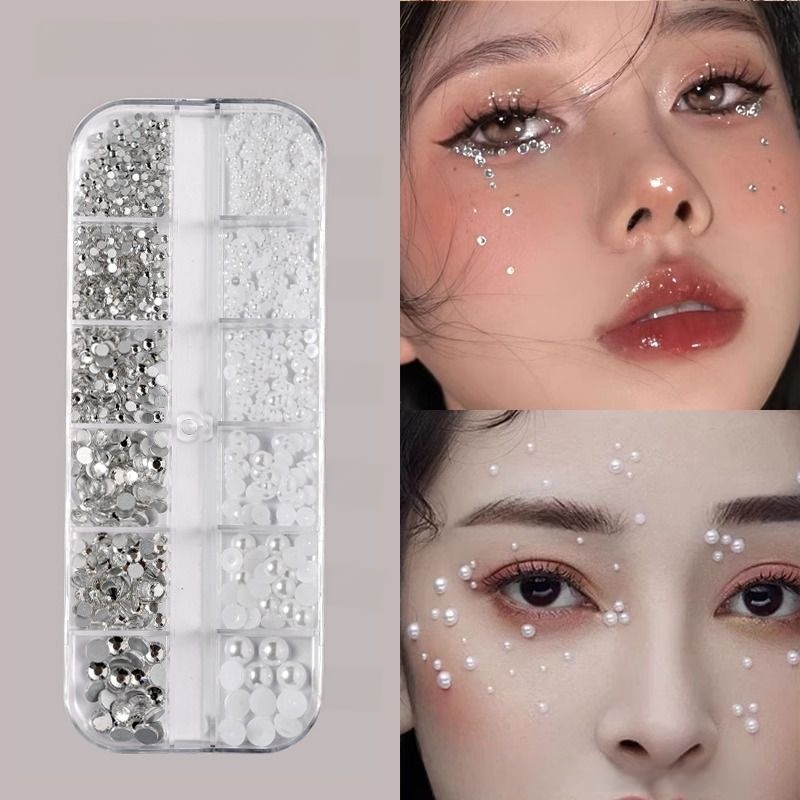Face Sticker Ornament Kids Flats Light Diamond Semicircle Makeup
